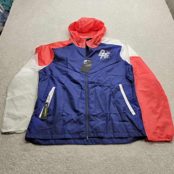 Nike Blue Ribbon Sports Red Blue & White Running Track Jacket Men's Size Medium - Picture 1 of 6